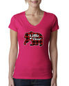 Baby Bear Cool Plaid Matching Design Christmas Womens Junior Fit V-Neck Tee