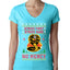 Strike First Strike Hard No Mercy Xmas Ugly Christmas Sweater Womens Junior Fit V-Neck Tee