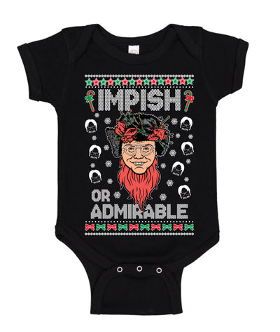 Impish Or Admirable Ugly Christmas Sweater Baby Creeper Boys Girls Infant Bodysuit