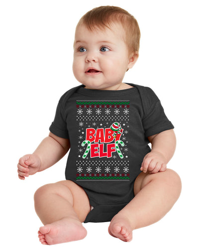 Baby Elf Cute Holiday Winter Infant Toddler Creeper Boys Girls Ugly Christmas Sweater Baby Creeper Boys Girls Infant Bodysuit