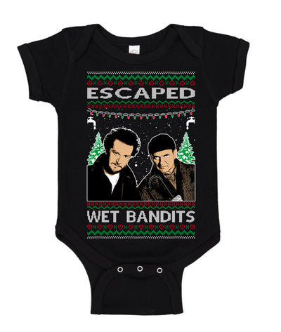 Escaped Bandits Classic Home Holiday Movie Ugly Christmas Sweater Baby Creeper Boys Girls Infant Bodysuit