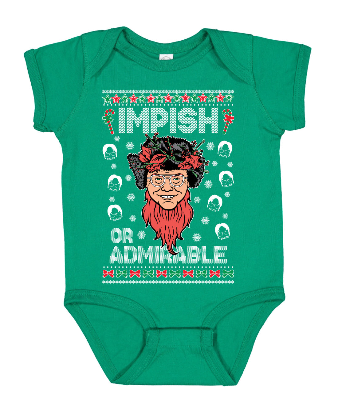 Impish Or Admirable Ugly Christmas Sweater Baby Creeper Boys Girls Infant Bodysuit