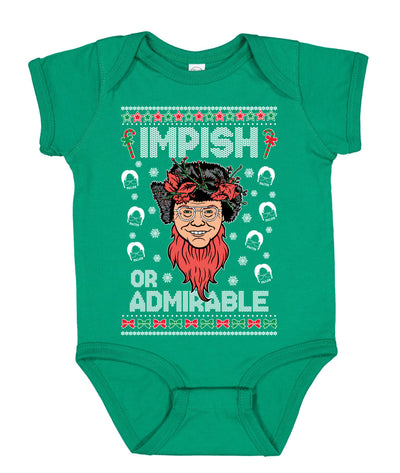Impish Or Admirable Ugly Christmas Sweater Baby Creeper Boys Girls Infant Bodysuit