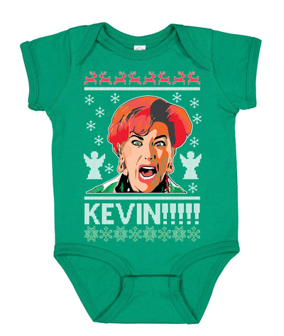 Kevin's Mom Screaming Kevin! Ugly Christmas Sweater Baby Creeper Boys Girls Infant Bodysuit