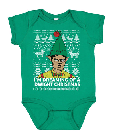 I'm Dreaming of a Dwight Christmas The Office Schrute Funny Ugly Christmas Sweater Baby Creeper Boys Girls Infant Bodysuit