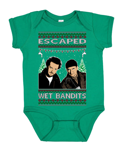 Escaped Bandits Classic Home Holiday Movie Ugly Christmas Sweater Baby Creeper Boys Girls Infant Bodysuit