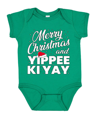 Merry Christmas and Yippee Ki Yay Ugly Christmas Sweater Baby Creeper Boys Girls Infant Bodysuit