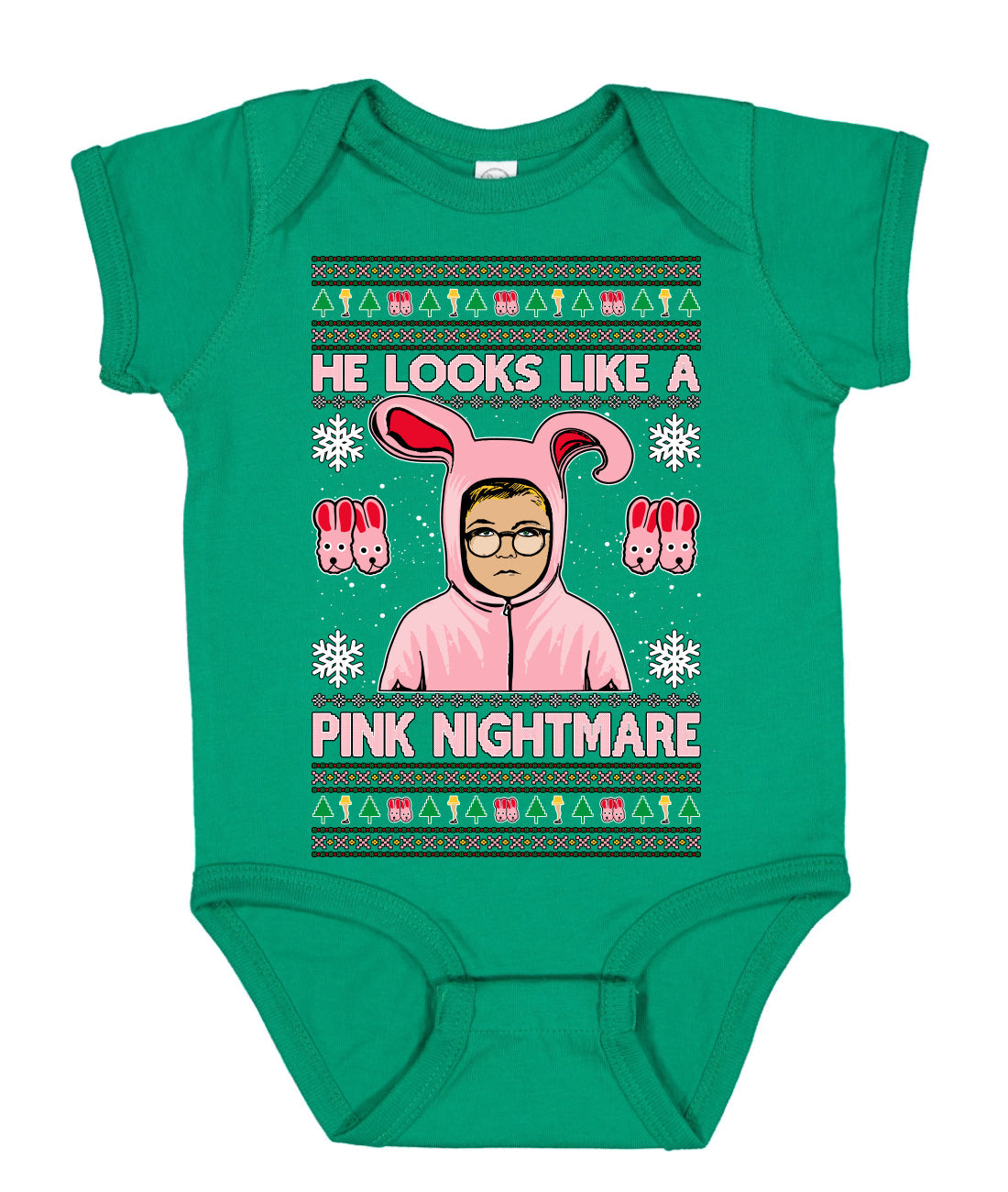 He Looks Like A Pink Nightmare Story Ugly Christmas Sweater Baby Creeper Boys Girls Infant Bodysuit