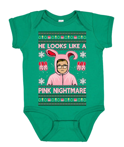 He Looks Like A Pink Nightmare Story Ugly Christmas Sweater Baby Creeper Boys Girls Infant Bodysuit