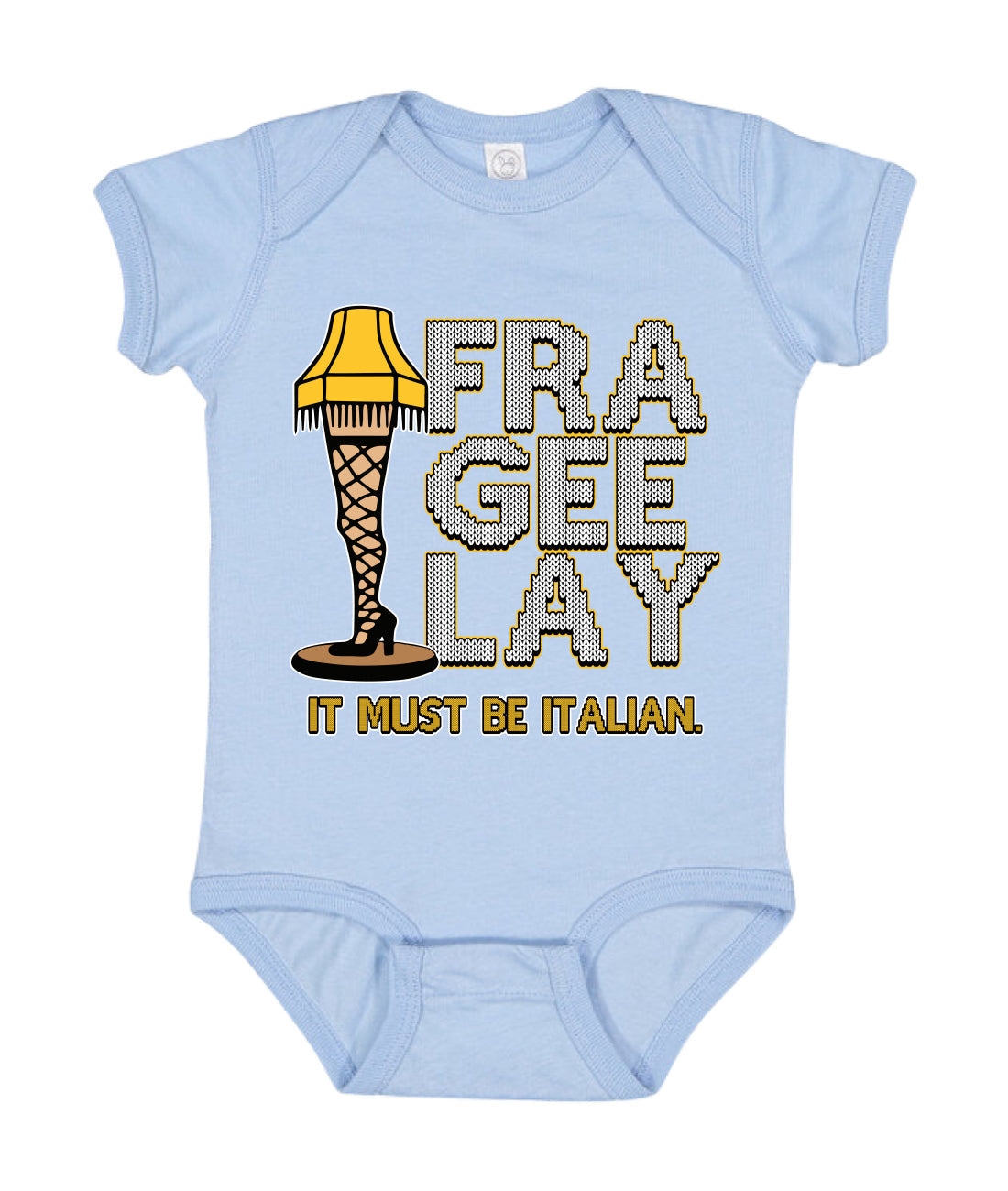 FRA-GEE-LAY Leg Lamp Story Ugly Christmas Sweater Baby Creeper Boys Girls Infant Bodysuit