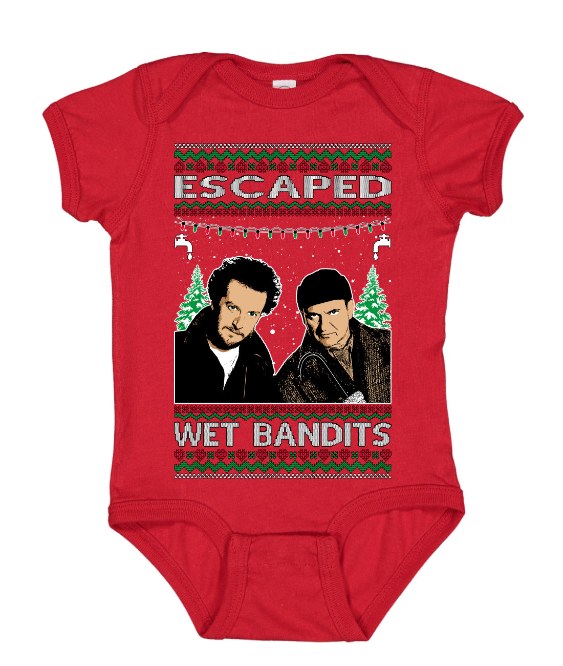 Escaped Bandits Classic Home Holiday Movie Ugly Christmas Sweater Baby Creeper Boys Girls Infant Bodysuit