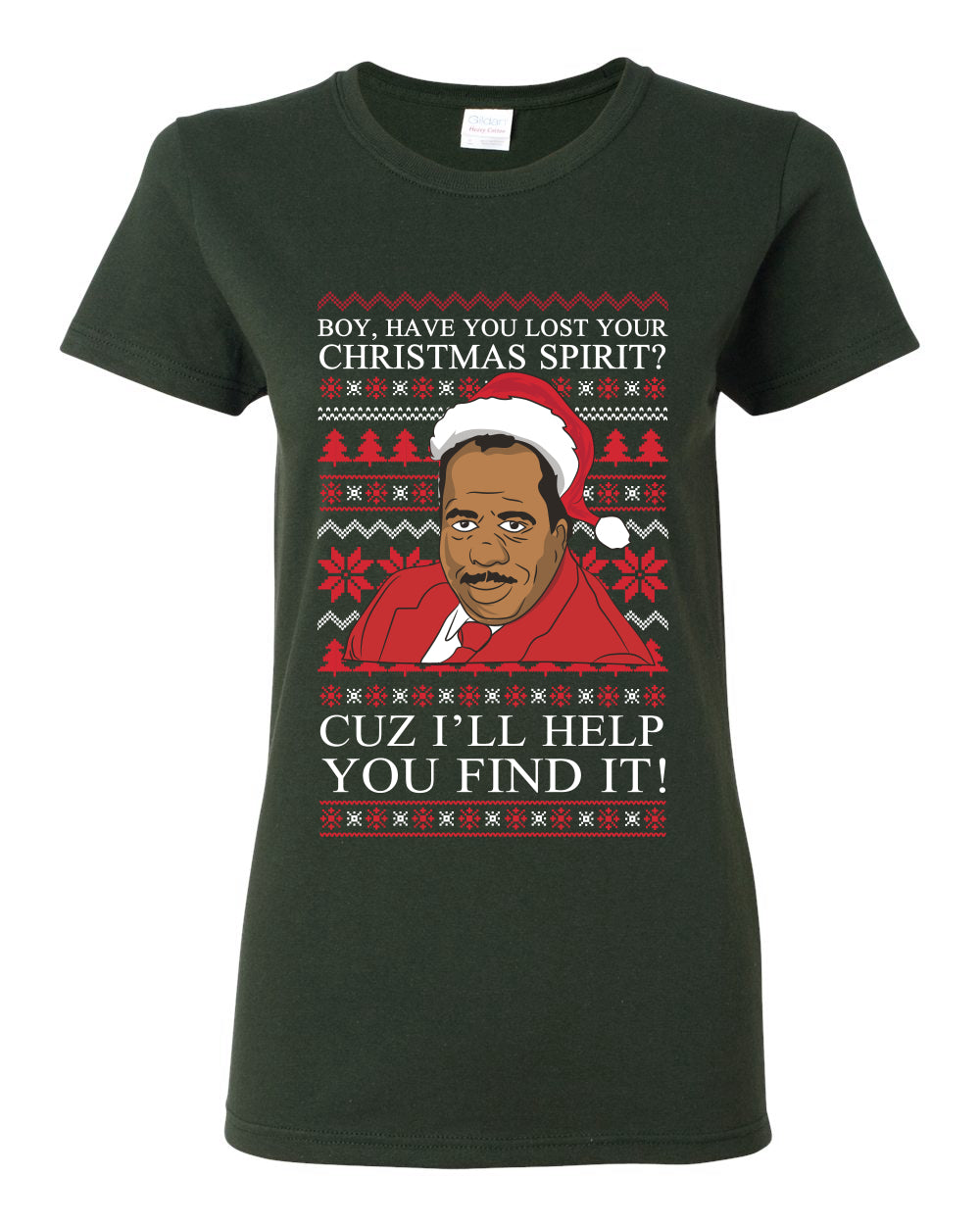 Christmas Spirit I'll Help You Find It Stanley Hudson Ugly Christmas Sweater Womens Graphic T-Shirt