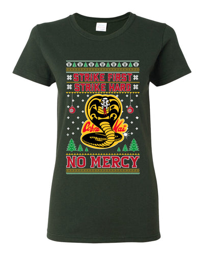 Strike First Strike Hard No Mercy Xmas Ugly Christmas Sweater Womens Graphic T-Shirt