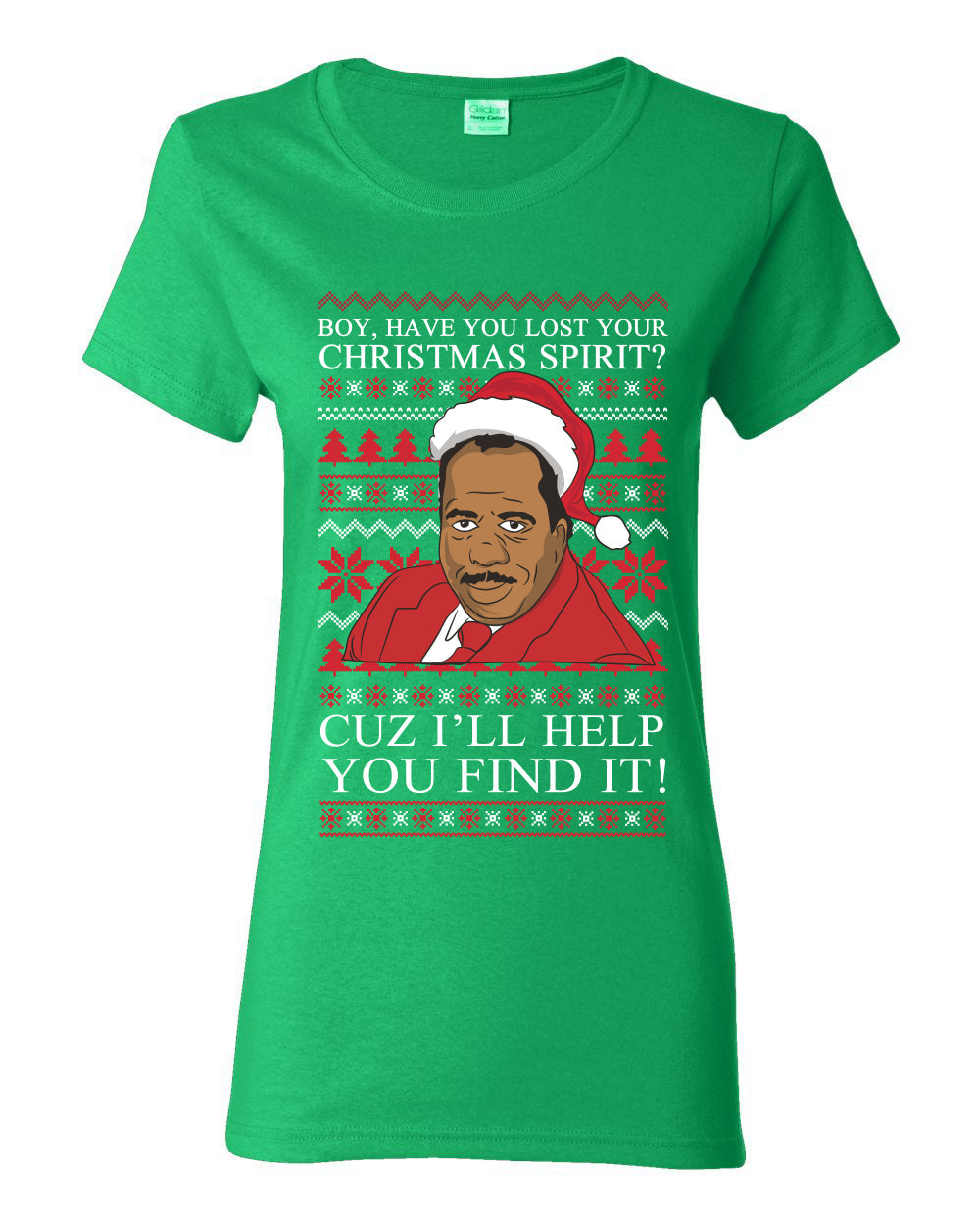 Christmas Spirit I'll Help You Find It Stanley Hudson Ugly Christmas Sweater Womens Graphic T-Shirt