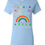 Merry Christmas Rainbow Hearts Womens Graphic T-Shirt