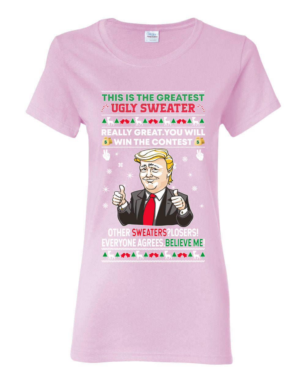 Trump This is the Greatest Ugly Christmas Sweater Womens Graphic T-Shirt