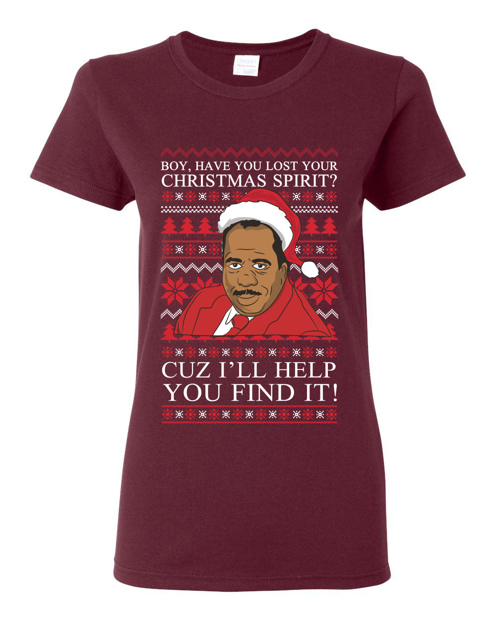 Christmas Spirit I'll Help You Find It Stanley Hudson Ugly Christmas Sweater Womens Graphic T-Shirt