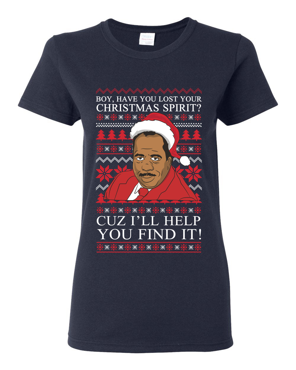 Christmas Spirit I'll Help You Find It Stanley Hudson Ugly Christmas Sweater Womens Graphic T-Shirt