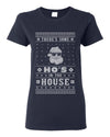 Theres Some Hos in the House Santa Ugly Christmas Sweater Womens Graphic T-Shirt