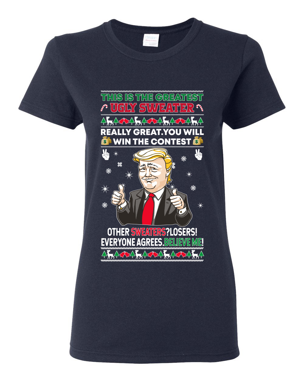 Trump This is the Greatest Ugly Christmas Sweater Womens Graphic T-Shirt