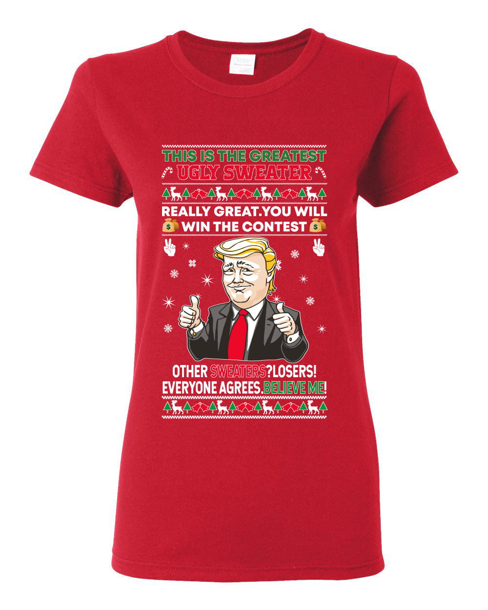 Trump This is the Greatest Ugly Christmas Sweater Womens Graphic T-Shirt