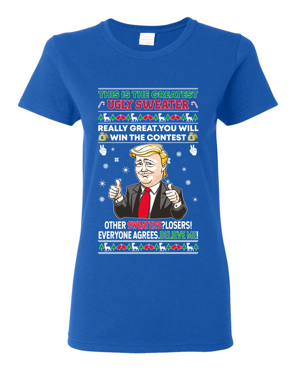 Trump This is the Greatest Ugly Christmas Sweater Womens Graphic T-Shirt