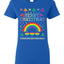 Merry Christmas Rainbow Hearts Womens Graphic T-Shirt