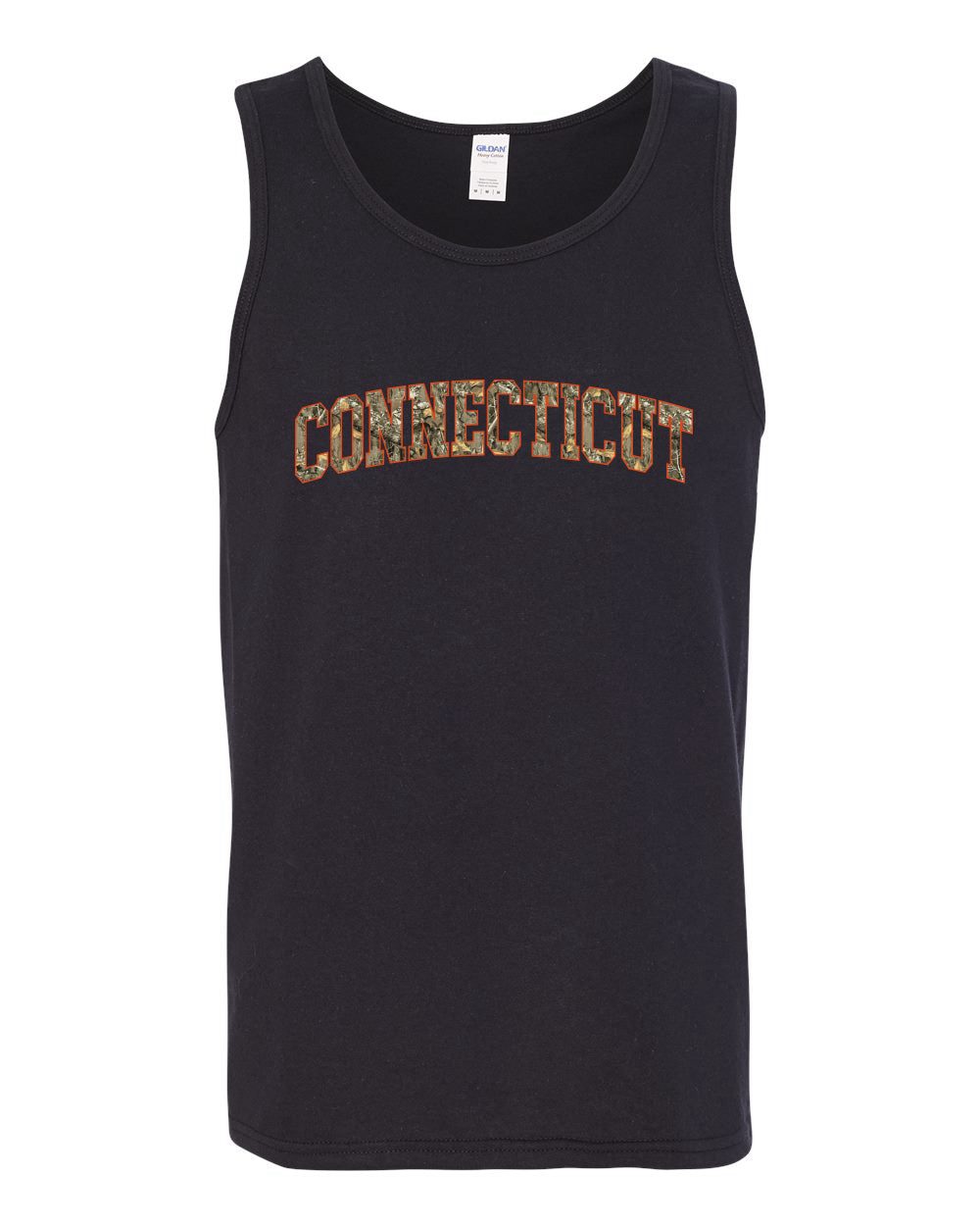Connecticut  Camo Fill Orange Outline Sweater, Men Tank Top