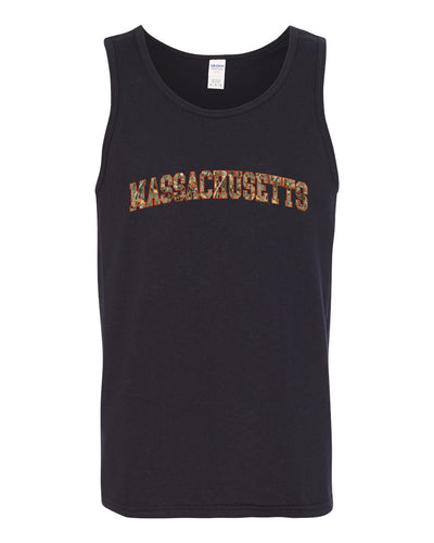 Massachusetts  Camo Fill Orange Outline Sweater, Men Tank Top