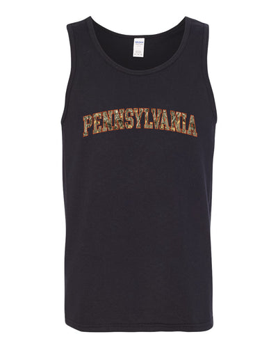 Pennsylvania  Camo Fill Orange Outline Sweater, Men Tank Top