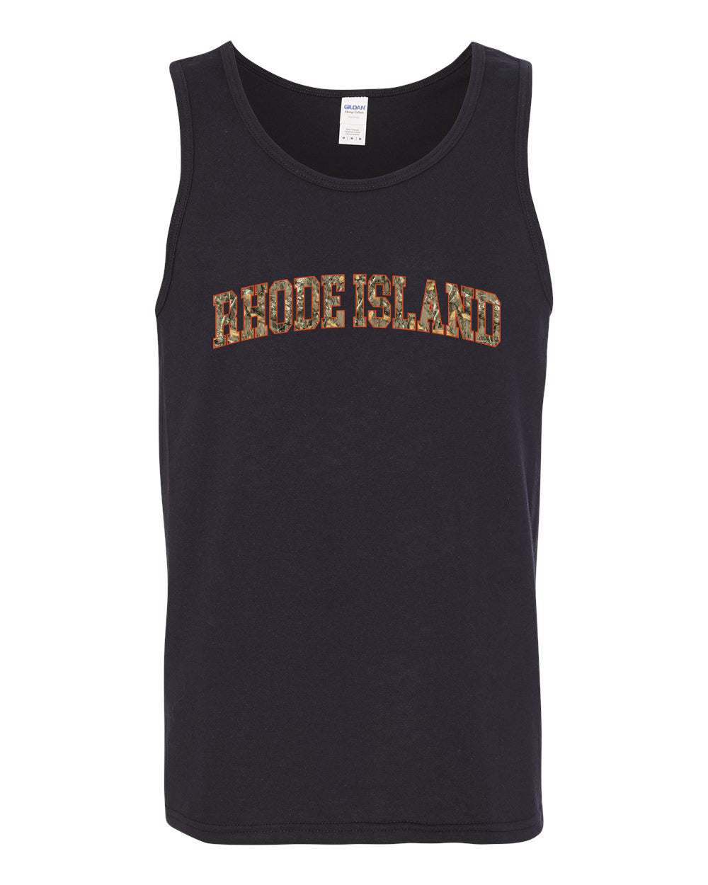 Rhode Island  Camo Fill Orange Outline Sweater, Men Tank Top