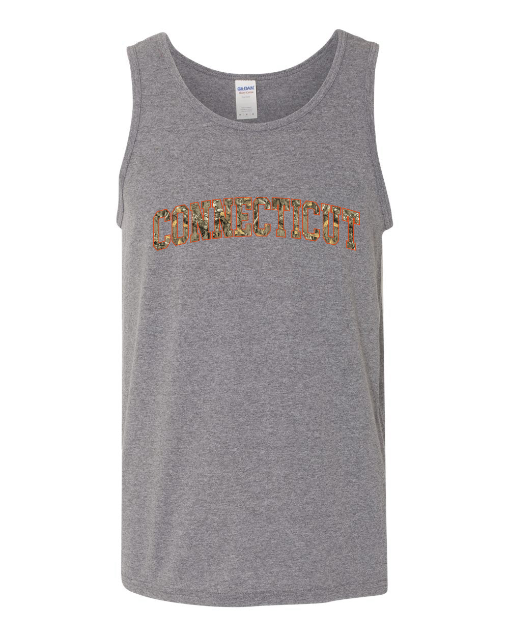 Connecticut  Camo Fill Orange Outline Sweater, Men Tank Top