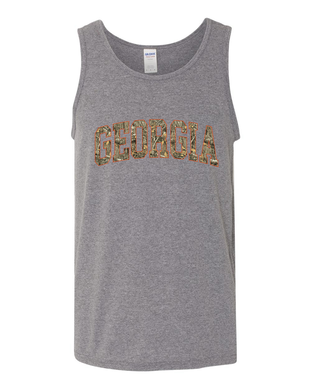 Georgia  Camo Fill Orange Outline Sweater, Men Tank Top
