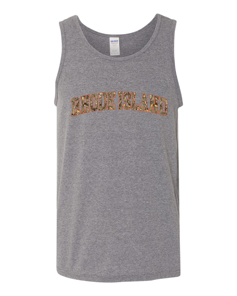 Rhode Island  Camo Fill Orange Outline Sweater, Men Tank Top