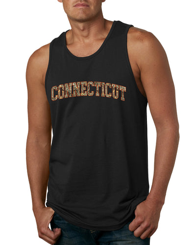 Connecticut  Camo Fill Orange Outline Sweater, Men Tank Top