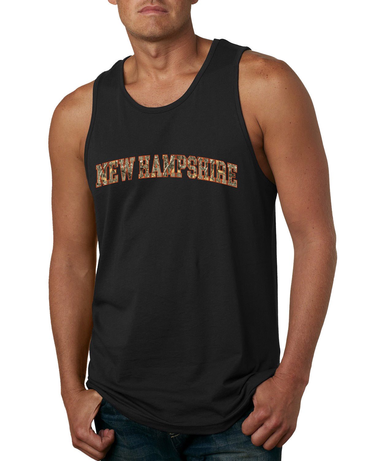 New Hampshire  Camo Fill Orange Outline Sweater, Men Tank Top