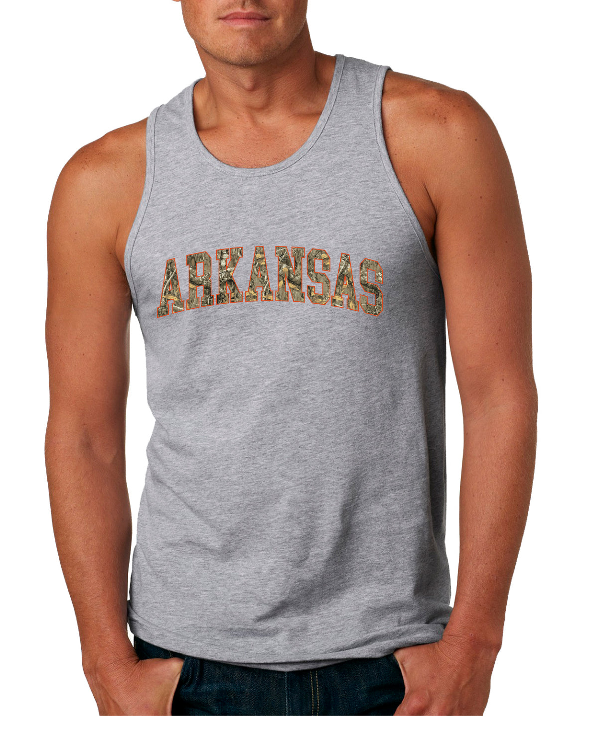 Arkansas  Camo Fill Orange Outline Sweater, Men Tank Top