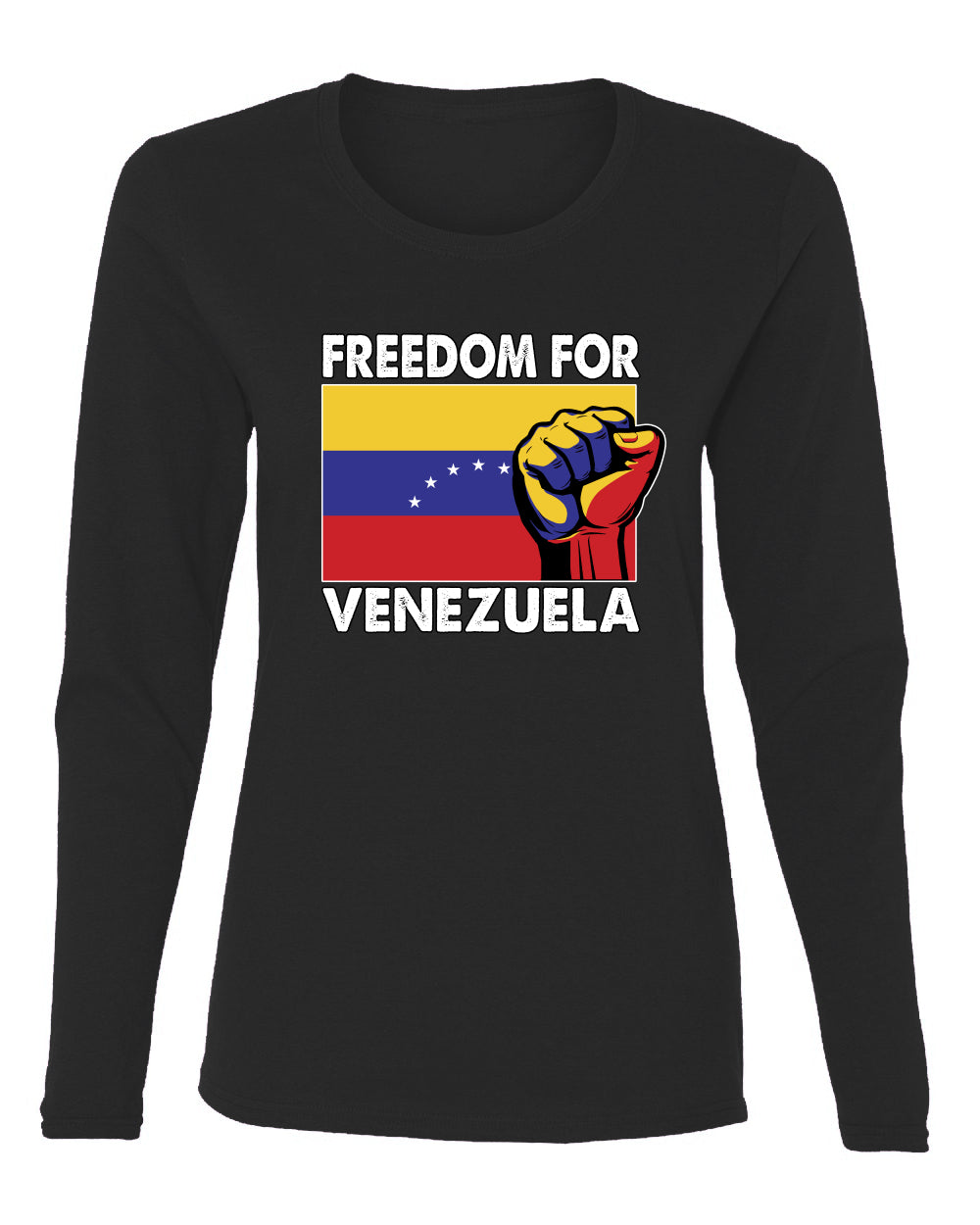 Freedom For Venezuelan Raised Fist Sweater, Womens Graphic Long Sleeve T-Shirt