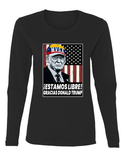 Estamos Libre, Gracias Donald Trump Make Venezuela Great Again Sweater, Womens Graphic Long Sleeve T-Shirt