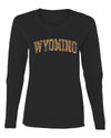 Wyoming  Camo Fill Orange Outline Sweater, Womens Graphic Long Sleeve T-Shirt
