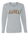 Alaska  Camo Fill Orange Outline Sweater, Womens Graphic Long Sleeve T-Shirt