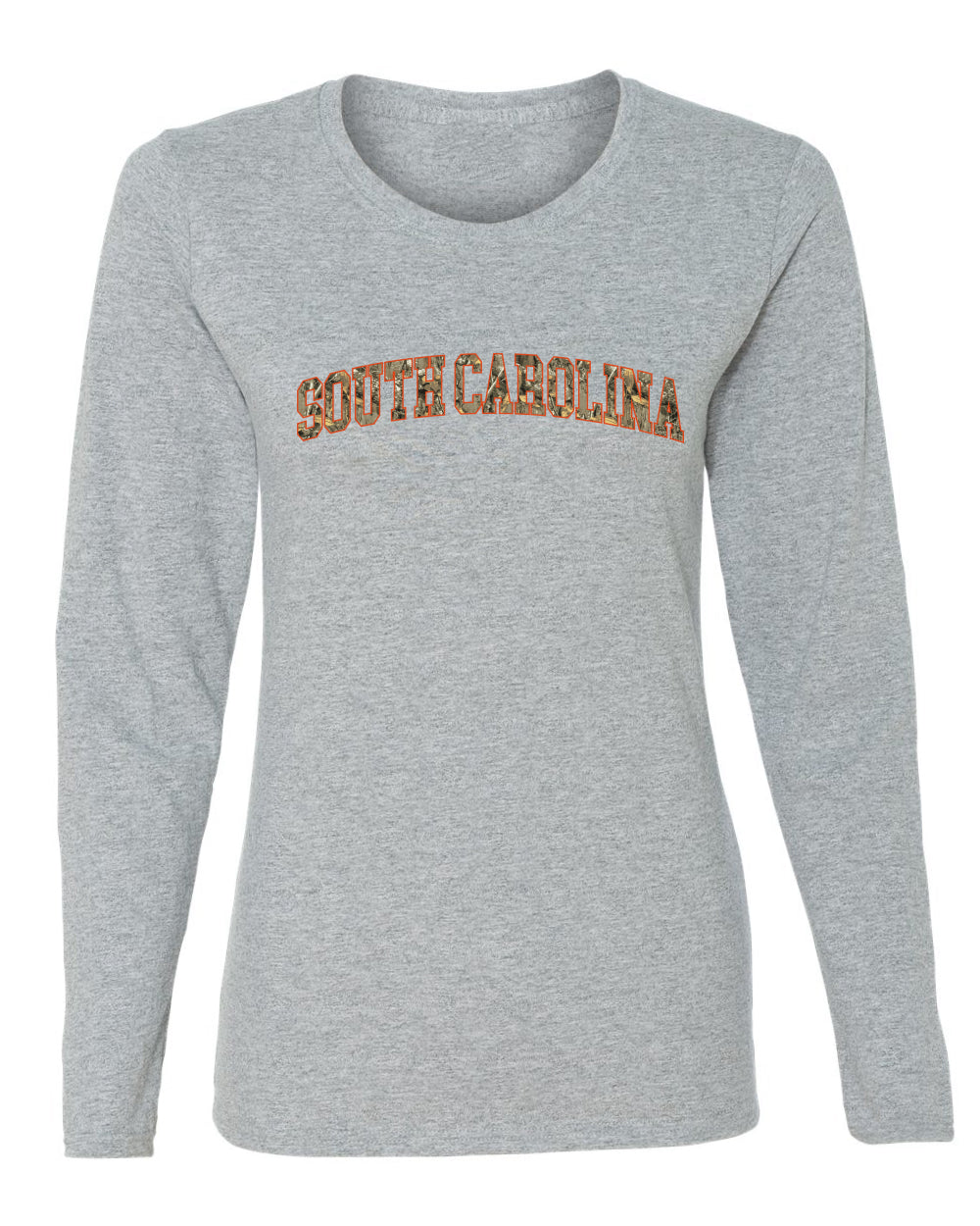 South Carolina  Camo Fill Orange Outline Sweater, Womens Graphic Long Sleeve T-Shirt