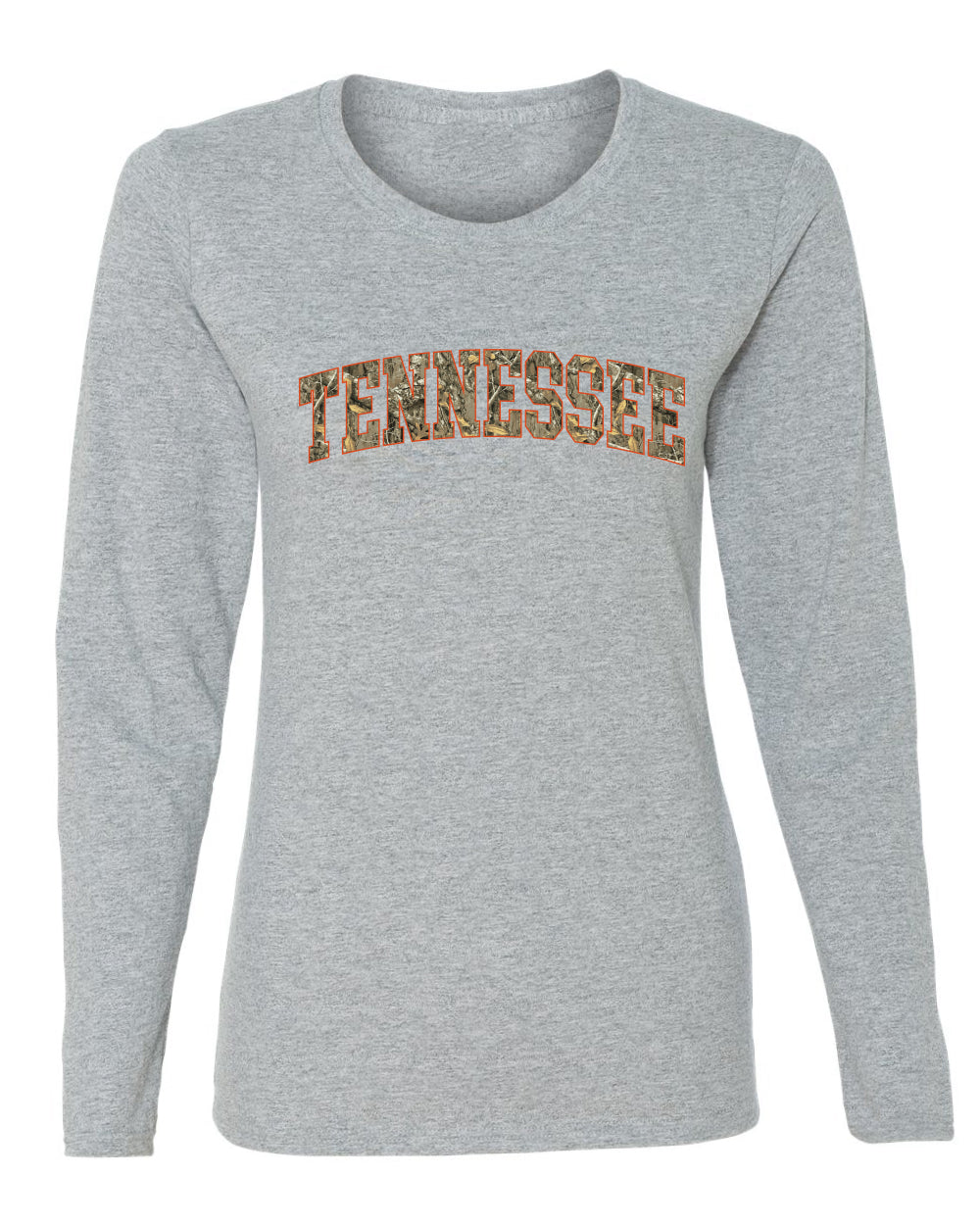 Tennessee  Camo Fill Orange Outline Sweater, Womens Graphic Long Sleeve T-Shirt