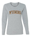 Wyoming  Camo Fill Orange Outline Sweater, Womens Graphic Long Sleeve T-Shirt
