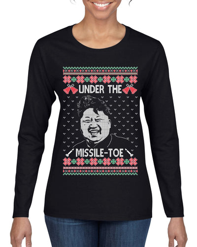 Under The Missle Toe Ugly Christmas Sweater Womens Graphic Long Sleeve T-Shirt