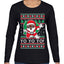 Yo Yo Yo Black Santa Ugly Christmas Sweater Womens Graphic Long Sleeve T-Shirt