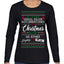 Serial Killer Docs or Christmas Movies Slaying Sleighing Ugly Christmas Sweater Womens Graphic Long Sleeve T-Shirt