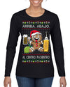 Arriba Abajo Al Centro Pa'Dentro Cheers to Health Salud Ugly Christmas Sweater Womens Graphic Long Sleeve T-Shirt
