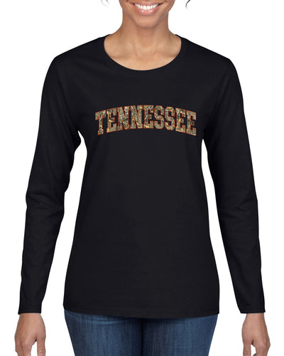Tennessee  Camo Fill Orange Outline Sweater, Womens Graphic Long Sleeve T-Shirt
