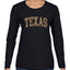 Texas  Camo Fill Orange Outline Sweater, Womens Graphic Long Sleeve T-Shirt